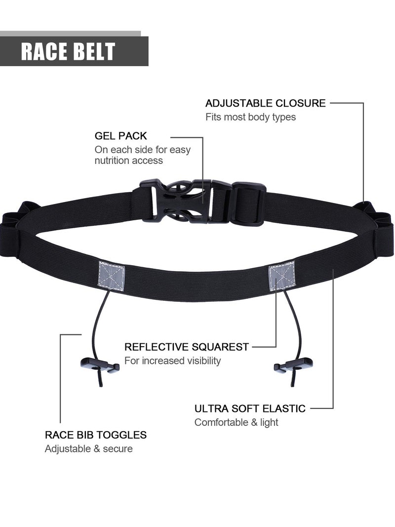 JOVITEC 2 Pieces Race Number Belt with 6 Gel Loops for Running Cycling Triathlon Marathon (Black and Blue) - Image 4